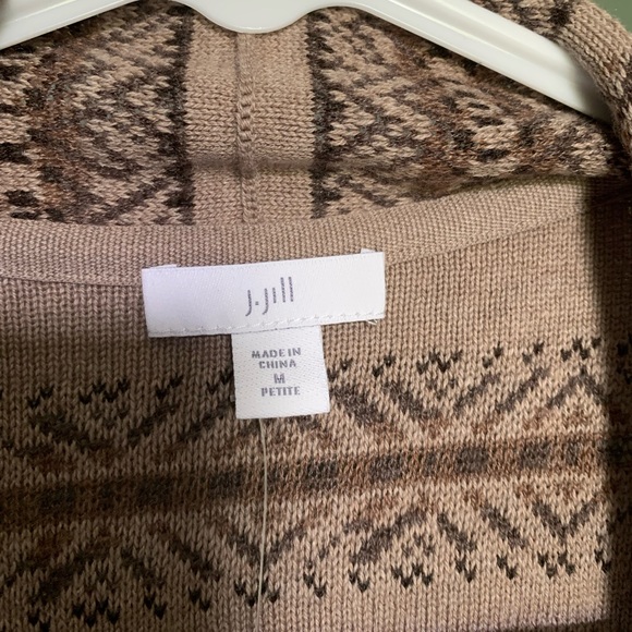NWT J Jill Open Front Cardigan Tan & Brown M Petite - Picture 2 of 5